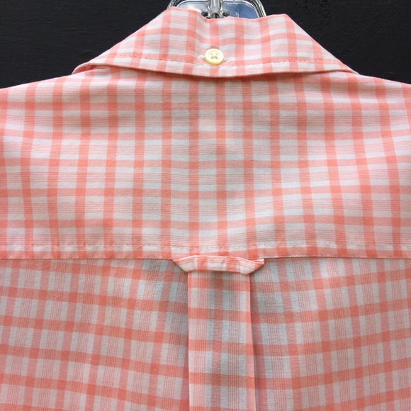Banana Republic Gingham coral orange button down 100% cotton shirt XS - Picture 4 of 14